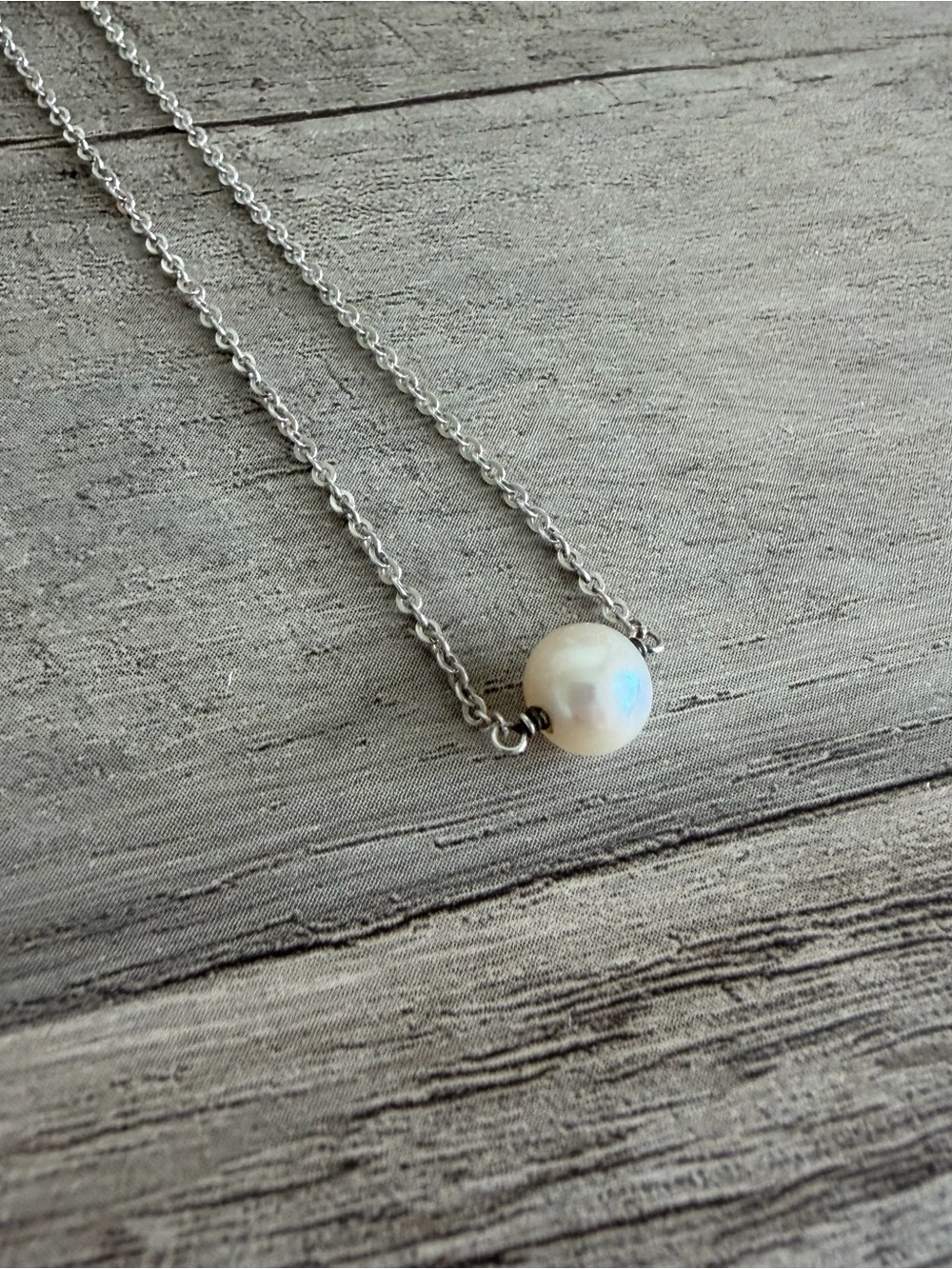 Pearl Pendant Necklace on Silver Chain